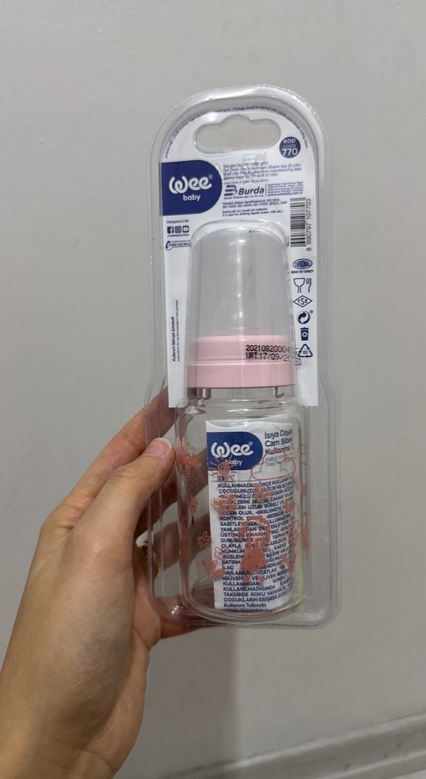 Isıya Dayanıklı Pembe Cam Bebek Biberonu 120 ml - Görsel 2