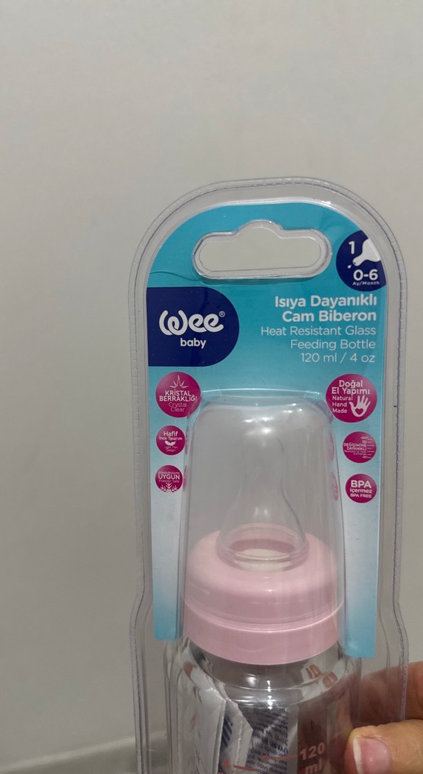 Isıya Dayanıklı Pembe Cam Bebek Biberonu 120 ml - Görsel 3