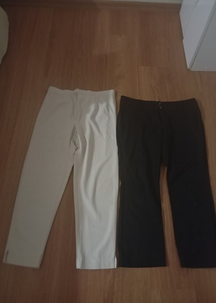 2 adet kumaş pantolon krem ve siyah - Görsel 3