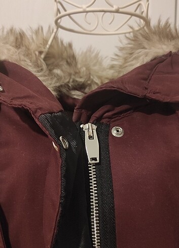 Bershka Bershka Bordo Kürklü Mont Kaban