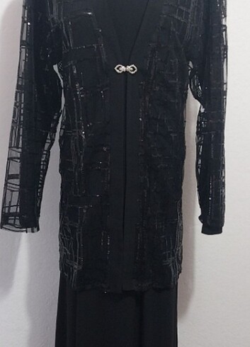 46 Beden siyah Renk Tesettürlü abiye elbise 