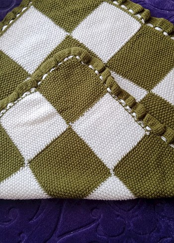 Yeşil Kareli Örgü Çocuk Battaniyesi - Görsel 2