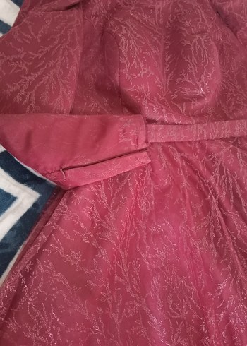 Bordo Uzun Kollu Dantel Abiye Elbise - Görsel 2