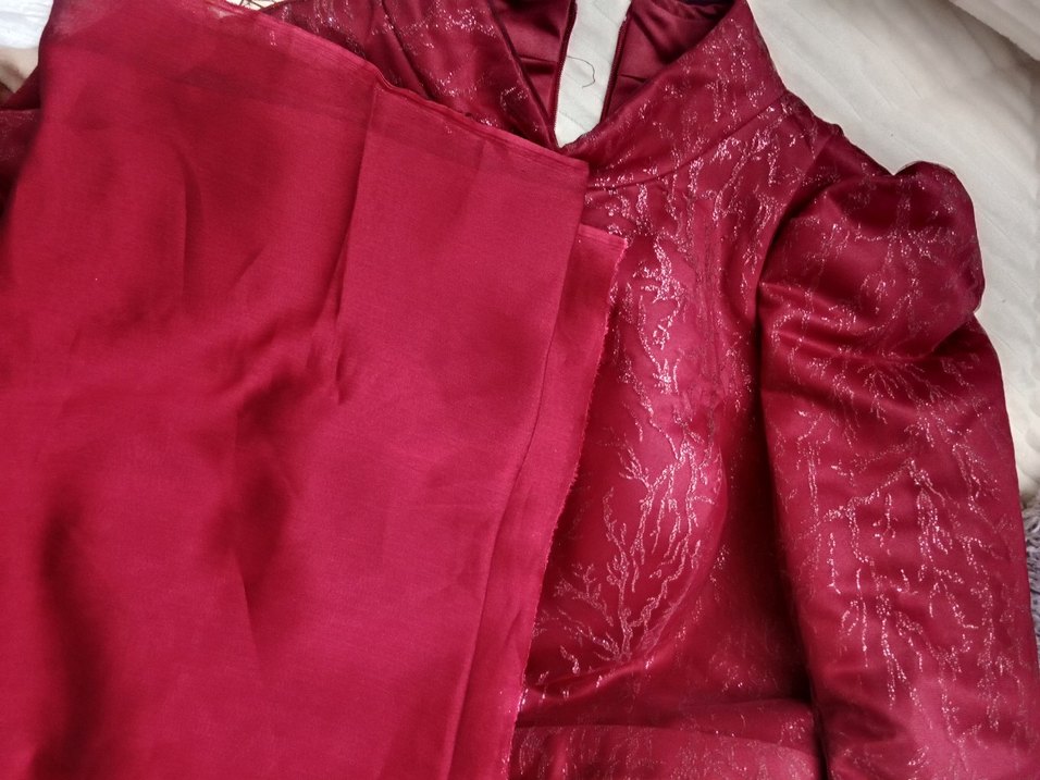 Bordo Uzun Kollu Dantel Abiye Elbise - Görsel 3