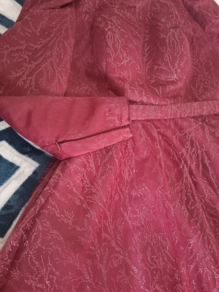 Bordo Uzun Kollu Dantel Abiye Elbise - Görsel 2