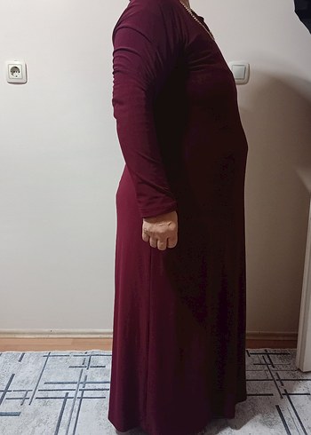 Bordo Kadın Uzun Salaş Elbise - Görsel 2