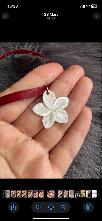 Sedef Carving Deri İpli Choker Kolye