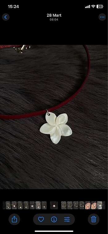 American Vintage Sedef Carving Deri İpli Choker Kolye