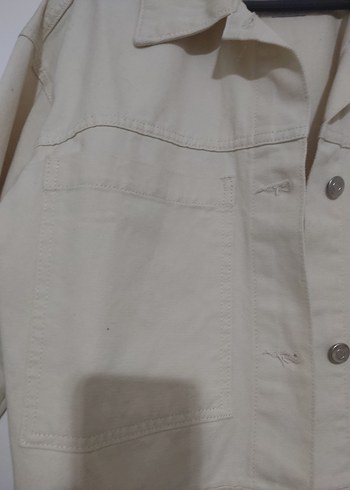 Bej Düğmeli Kadın Denim Ceket - Görsel 2