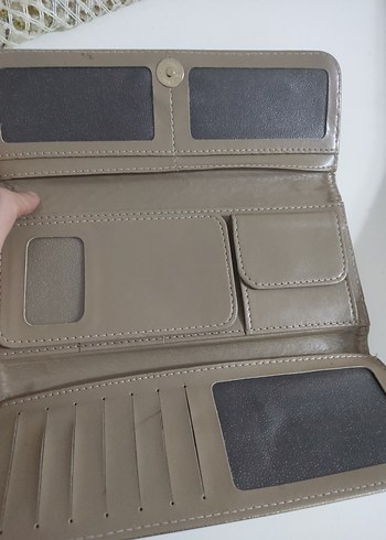 Bej Deri Kadın Portföy Cüzdan - Görsel 2