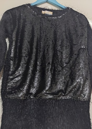 Siyah Kürklü Uzun Kollu Kadın Kazak - Görsel 2