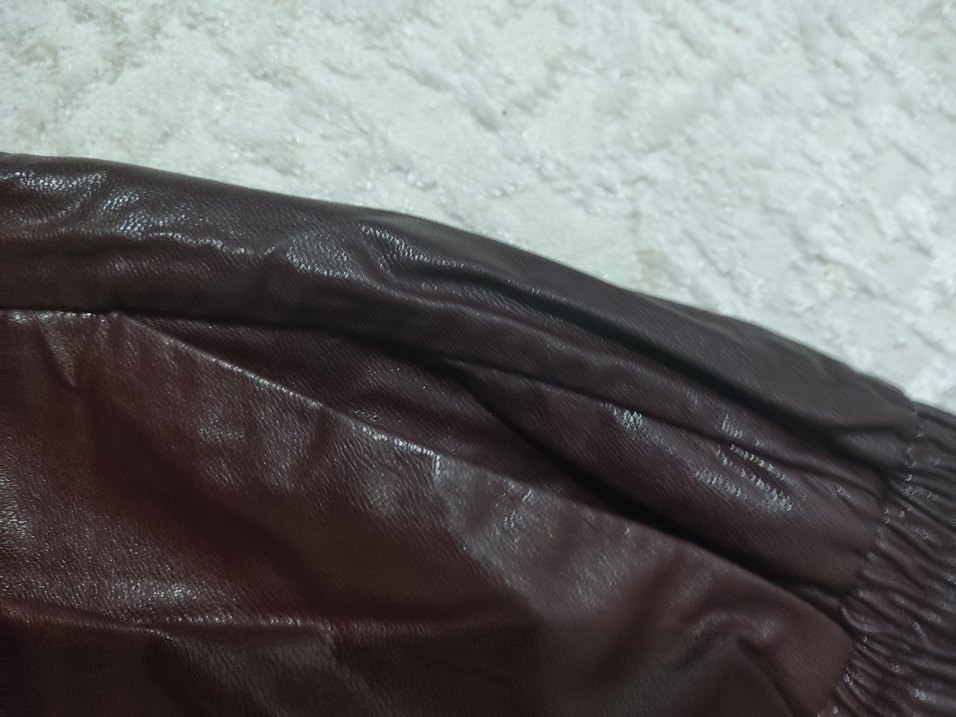 Drapeli köyü bordo Deri Kadın Pantolon - Görsel 3