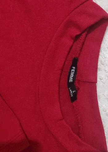 Kırmızı bisiklet yaka crop body - Görsel 3