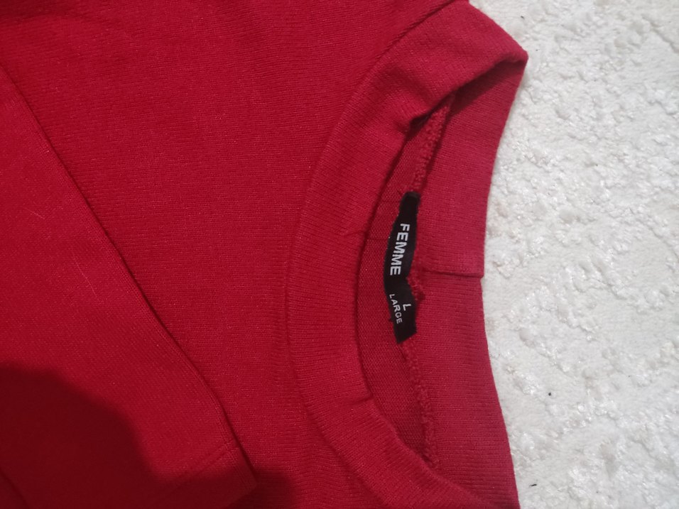 Kırmızı bisiklet yaka crop body - Görsel 3