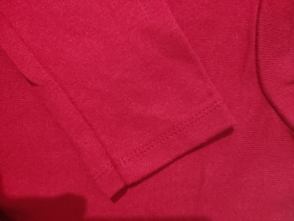 Kırmızı bisiklet yaka crop body - Görsel 2