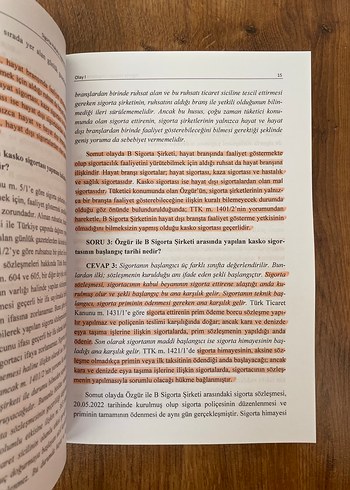 Nurdan Orbay Ortaç Sigorta Hukuku Uygulama Kitabı Tamamı Çözümlü