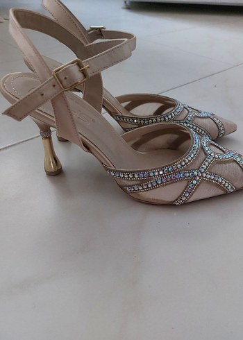 Diğer Diger Bej Stiletto Topuklu Kadın Abiye Ayakkabı