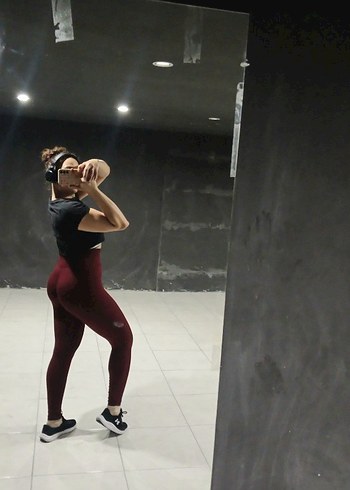 Diğer Bordo push up Spor Tayt