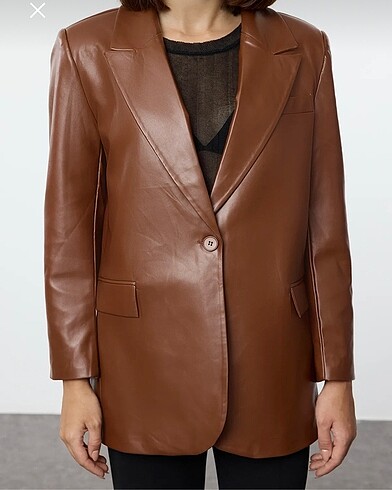 Oversize suni deri blazer ceket