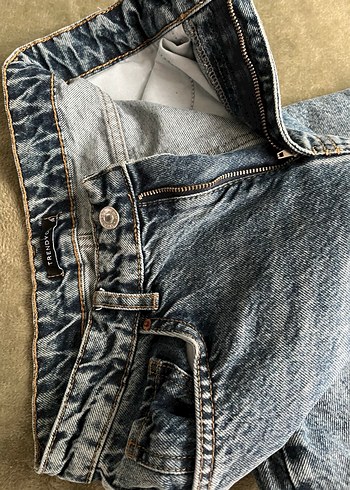 Gri Mavi Wide Leg Denim Kadın Kot Pantolon