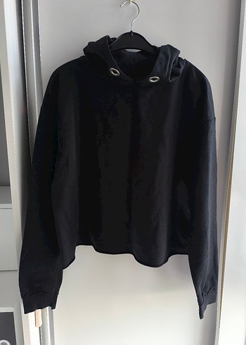 Siyah Kapüşonlu Salaş Sweatshirt