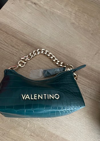 Valentino Kemerli Koyu Yeşil Deri Kadın Çanta - Görsel 4