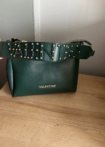 Valentino Kemerli Koyu Yeşil Deri Kadın Çanta - Görsel 2