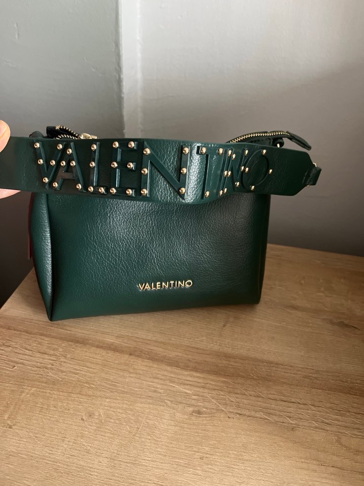 Valentino Kemerli Koyu Yeşil Deri Kadın Çanta - Görsel 2