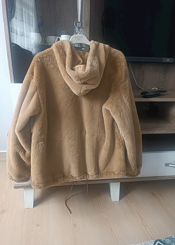 Kürklü Kısa Bej Kadın mont - Görsel 3