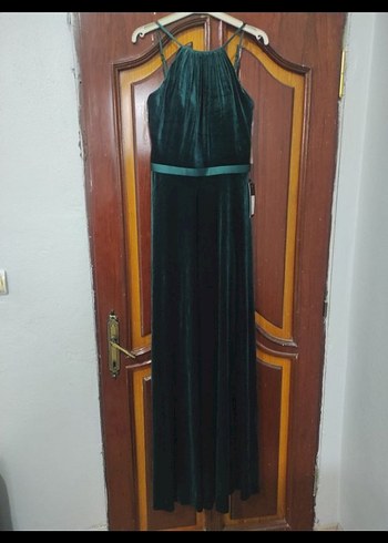 Kemer Detaylı Uzun Kadın Abiye Elbise - Görsel 3