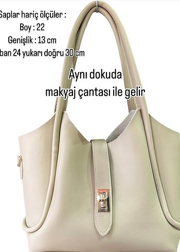 Diğer Krem Omuz Cantasi Ve Makyaj Cantasi