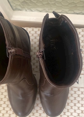 Kahverengi(koyu/acı) Deri Dolgu Topuklu Kadın Bot - Görsel 5