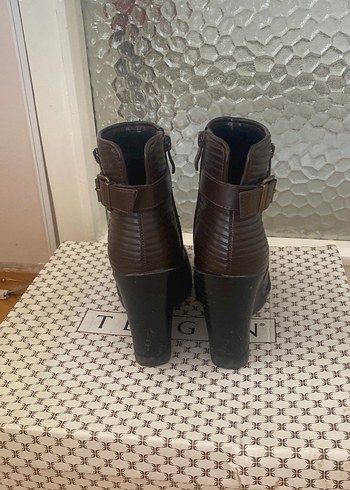 Kahverengi(koyu/acı) Deri Dolgu Topuklu Kadın Bot - Görsel 6