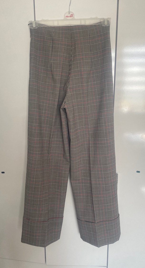 Yüksek Bel ekose desen kadın pantolon - Görsel 5