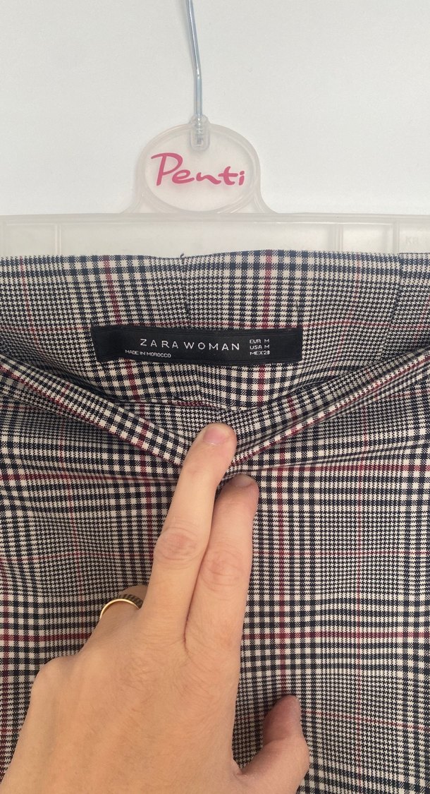 Yüksek Bel ekose desen kadın pantolon - Görsel 4