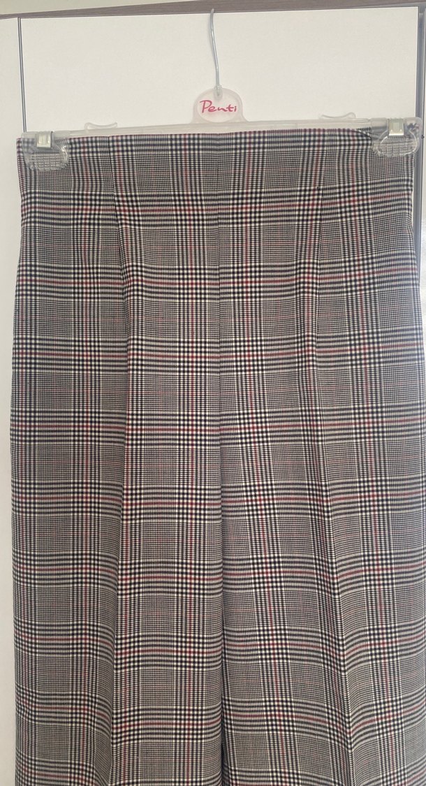 Yüksek Bel ekose desen kadın pantolon - Görsel 3