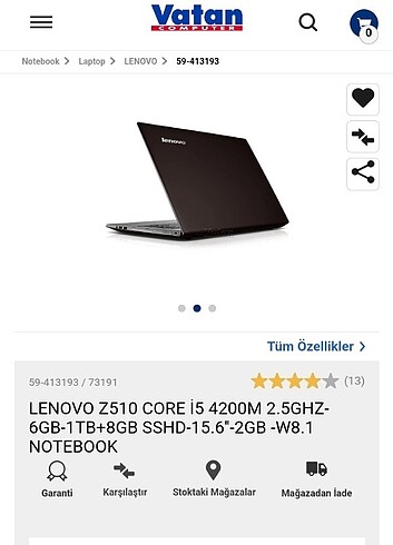 Lenovo LENOVA İDEAPAD Z510 DIZÜSTÜ BILGISAYAR