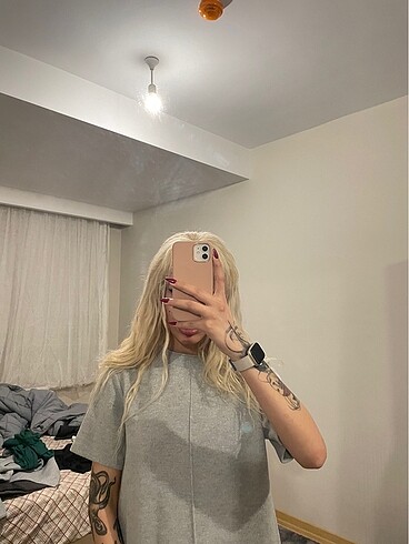 l Beden gri Renk Zara Gri elbise günlük