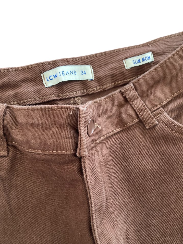 Lcw Jeans-Kadın Kahverengi Jean Pantolon-44 Slim Mom Kalıp - Görsel 2