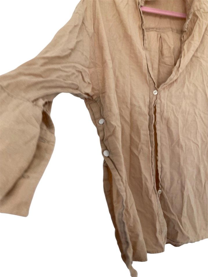 Route Marka -Bej Kadın Keten Gömlek-m - Görsel 2
