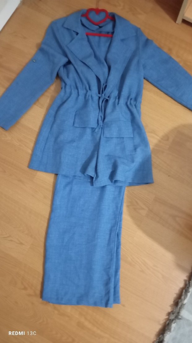 Kadın Mavi pantolon ceket takım - Görsel 3