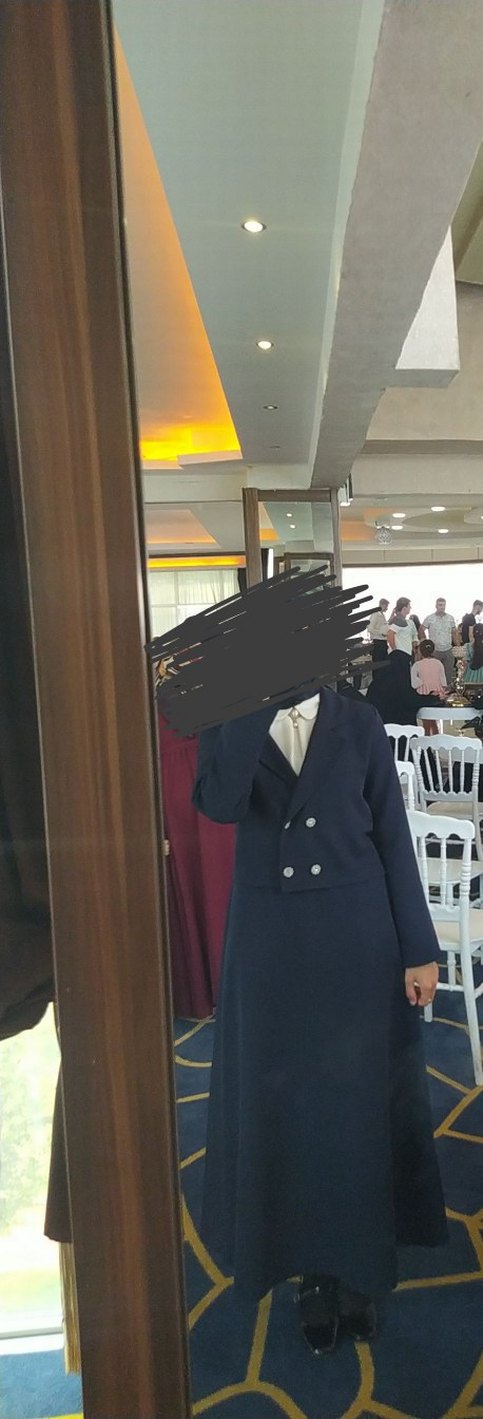 Düğmeli Lacivert Kadın Ceket etek Takım - Görsel 2