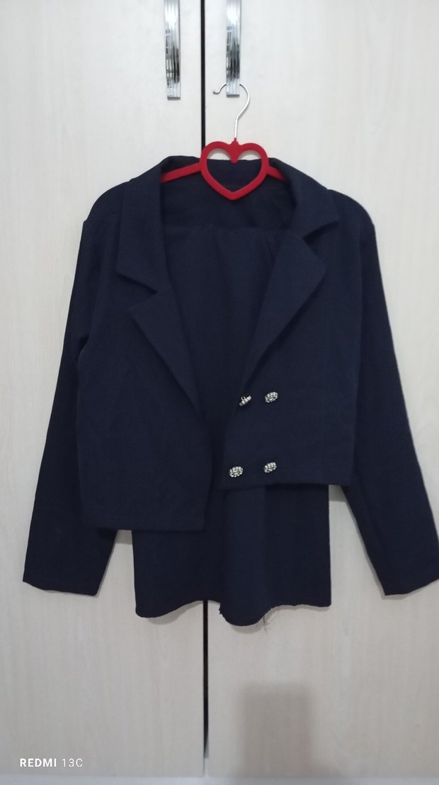 Düğmeli Lacivert Kadın Ceket etek Takım - Görsel 5