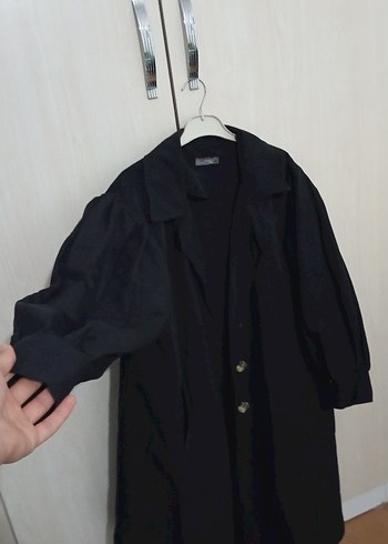 Diğer siyah uzun oversize trençkot