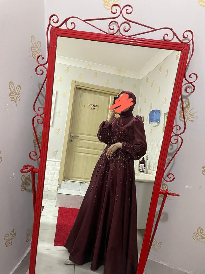 Bordo tesettür abiye - Görsel 2