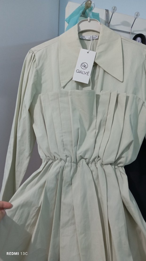 qalve yeşil poplin gömlek - Görsel 2