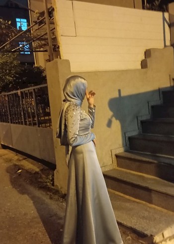 Diğer buz mavisi tesettür abiye