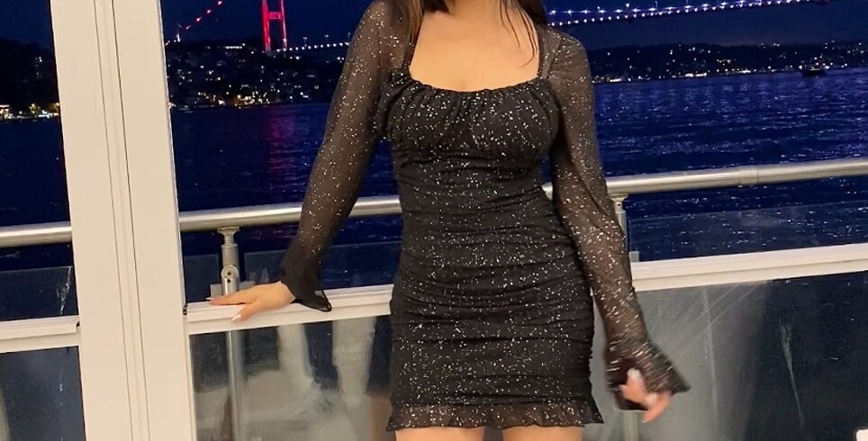 m Beden Simli mini elbise