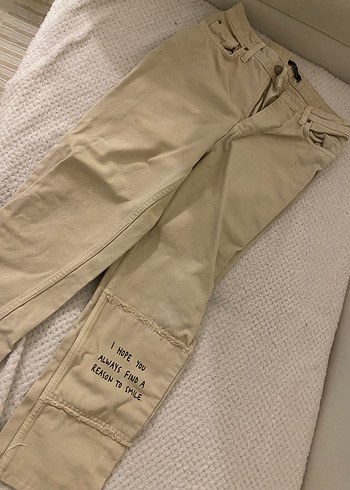 s Beden Bej Regular Fit Kadın Kot Pantolon