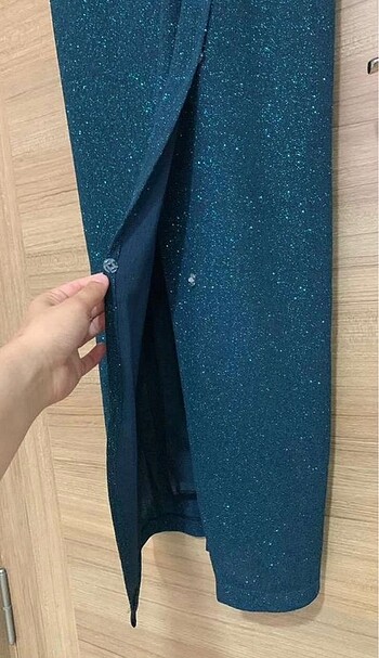 40 Beden Yeşil simli gece elbisesi